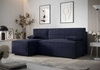 Rohová sedací souprava s funkcí spaní Brandon námořnicky modrá levý roh měkká tkanina s charakteristickou smyčkovou povrchovou nádobou na lůžkoviny