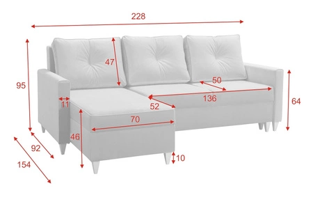 Rohová sedací souprava s funkcí spaní Terni steel green levá strana Praktická a funkční rohová sedací souprava s prostornými nádobami na lůžkoviny