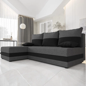 Rohová sedací souprava s funkcí spaní Bowers grafitová / černá levá rohová sedací souprava s kontejnerem na lůžkoviny záruka nejvyššího komfortu