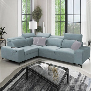 Kelly Sleek II rohová sedačka s funkcí spaní arktická modrá levá elegantní rohová sedačka do obývacího pokoje z tkané látky
