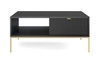 Konferenční stolek Lovro černý se zásuvkami moderní design deska odolná proti rozlití zlaté kovové nohy