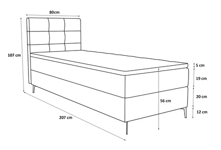 Kontinentální postel Irvine 80x200 růžová Stylová postel s úložným prostorem na lůžkoviny a vysokým čelem zaujme svým elegantním designem