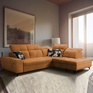 Rohová sedací souprava s funkcí spaní Buffalo VII honey right stylová rohová sedací souprava s kontejnery na lůžkoviny velurová tkanina