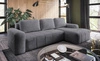 Rohová sedací souprava s funkcí spaní Bovec šedá pravostranná stylová rohová sedací souprava s ergonomickým tvarem hydrofobní látka