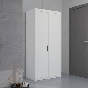 Šatní skříň Rene 90 cm bílá moderní design stylové úchyty v černé barvě