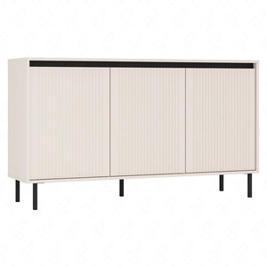 Komoda Osaka 149 cm béžová / černá minimalistický design ideální do obývacího pokoje a ložnice vkusné drážkované čelo