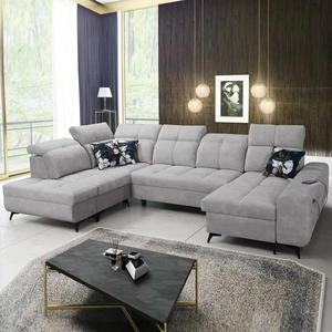 Rohová rozkládací pohovka Buffalo VI s funkcí spaní šedý jasan pravý roh funkční a stylová rozkládací pohovka s kontejnery na lůžkoviny