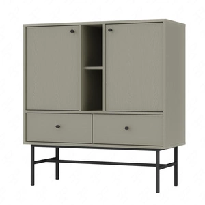 Komoda Kioto III 100 cm eukalyptus moderní design kovový rám černý originální design komody