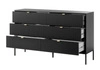Komoda Lovro 154 cm se zásuvkami černá moderní design potěší milovníky výrazných interiérů drážkovaná čela kovové úchyty