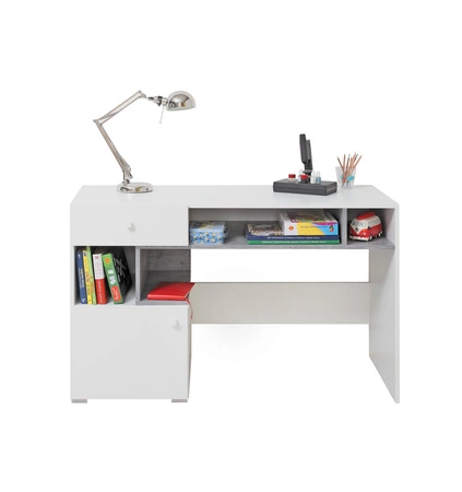 Nábytková sestava Epsilon bílá / beton ideální do dětského pokoje nebo pokoje pro mladé v módním stylu