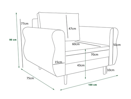 Křeslo Wilkins světle šedé elegantní křeslo do obývacího pokoje s prostorným a měkkým sedákem dřevěné nohy dodávají optickou lehkost