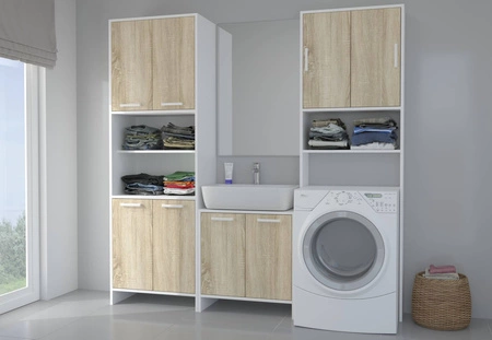 Koupelnový podstavec Mela 60 cm bílý / dub sonoma široký koupelnový podstavec odolný proti škodlivým vnějším vlivům