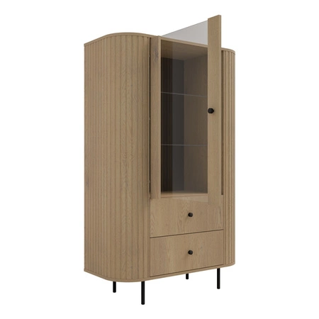 Vitrína Ovalio 97 cm dub cremona stylový design bezpečné tvrzené sklo vitrína oválného tvaru s ozdobným frézováním