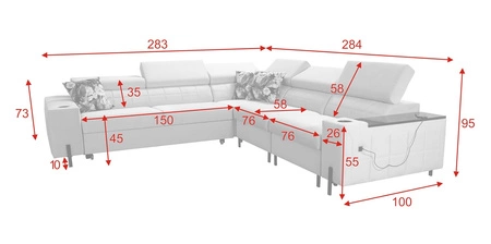 Rohová sedací souprava s funkcí spaní Belvi IV tmavě béžová pravá elegantní rohová rozkládací pohovka do obývacího pokoje praktický úložný prostor v bočnici