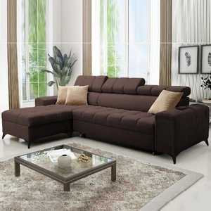 Rohová sedací souprava s funkcí spaní Bolmso hnědá levá rohová sedací souprava se dvěma nádobami na lůžkoviny praktická zásuvka v boční části nábytku