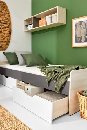 Regál Remona 120 cm dub wilton bílý / antracit Moderní a praktický funkční nábytek do pokoje pro mládež