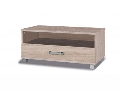 RTV skříňka Maximus 100 cm světlý dub sonoma se zásuvkou moderní design hrany zakončené speciální ABS dýhou zásuvka na válečkových pojezdech