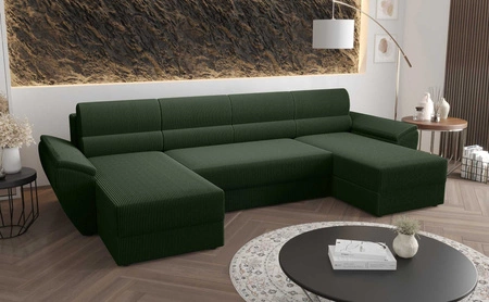 Rohová sedací souprava s funkcí spaní Fogu U II zelená pohodlná rohová sedací souprava s pohodlnými područkami zajímavý design kontejner na lůžkoviny
