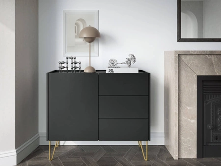 Zásuvková komoda Madison 97 cm černá grafitová / mramorová černá královský modernistický design dekorativní deska v mramorovém dekoru