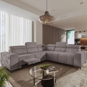 Rohová sedací souprava s funkcí spaní Castel III Lux šedohnědá levý roh mimořádně pohodlná rohová sedací souprava do obývacího pokoje s výsuvnou opěrkou nohou