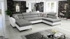 Rohová sedací souprava s funkcí spaní Savona VI šedá / bílá levá elegantní a pohodlná rohová sedací souprava do obývacího pokoje dvě nádoby na lůžkoviny