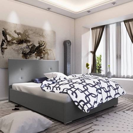 Čalouněná postel Reus 160x200 šedá s čelem v moderním stylu ideální do ložnice