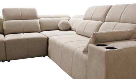 Rohová sedací souprava s funkcí spaní Tesalia III šedý jasan levá pohodlná rohová sedací souprava s posuvným opěradlem dvě nádoby na lůžkoviny