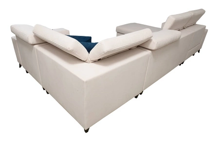 Rohová sedací souprava s funkcí spaní Kelly IV grafitová levá opletená pohodlná rohová sedací souprava nastavitelné opěrky hlavy boční čalounění s lištami