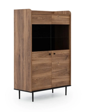 Apallo 90 cm široká vitrína dub brandy castello originální masivní set na kovových nohách prvky z bezpečného tvrzeného skla