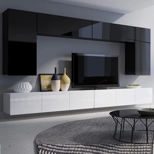 Nábytková nástěnná skříňka Apulia XIII bílý lesk / černý lesk extrémně stylová nástěnná skříňka jednoduché jednotky hodící se do každého interiéru