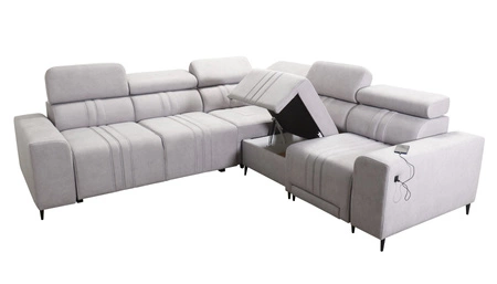 Rohová sedací souprava s funkcí spaní Castel III Lux grafitový pravý roh mimořádně pohodlná rohová sedací souprava do obývacího pokoje s výsuvnou opěrkou nohou