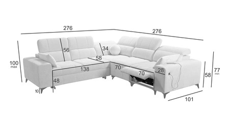 Rohová sedací souprava s funkcí spaní Penejos III Lux tmavě béžová pravá rohová sedací souprava do obývacího pokoje s výsuvnou podnožkou kontejner na ložní prádlo
