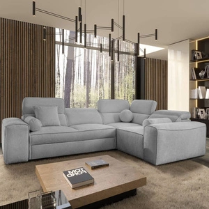 Rozkládací pohovka Viano II světle šedá pravá designová rohová rozkládací pohovka v moderním provedení