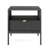 Lovro noční stolek se zásuvkou černý vkusný drážkovaný dekor ideální skříňka do ložnice zlatá hrana rukojeť