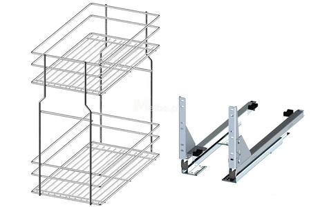 Sada kuchyňského nábytku Corsico 300 cm elegantní kuchyňské skříňky s kovovými hranami úchytek skříňka s nákladním košem