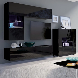 Nástěnná skříňka Apulia III v černém lesku Výjimečně stylová nástěnná skříňka s jednoduchými nábytkovými díly, která se hodí do každého interiéru