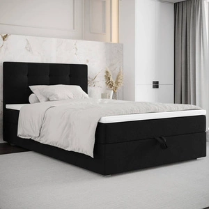 Kontinentální postel Flint 90x200 černá v moderním skandinávském stylu s čalouněným čelem postele s úložným boxem