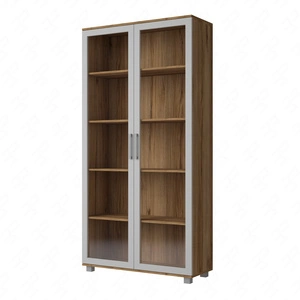 Maximus 100 cm široká vitrína dub catania moderní design hrany zdobené speciální dýhou prvky z tvrzeného bezpečnostního skla