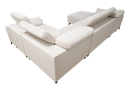 Rohová sedací souprava s funkcí spaní Penejos IV losos levá stylová rohová sedací souprava se dvěma lůžkovinami odolná tkanina