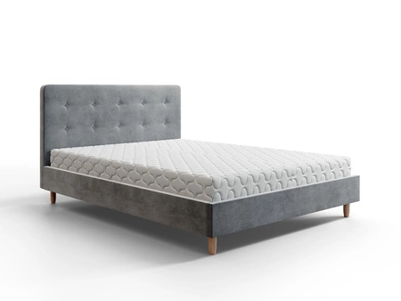 Čalouněná postel Noiro 180x200 světle šedá s úložným prostorem v moderním skandinávském stylu s výrazným čelem