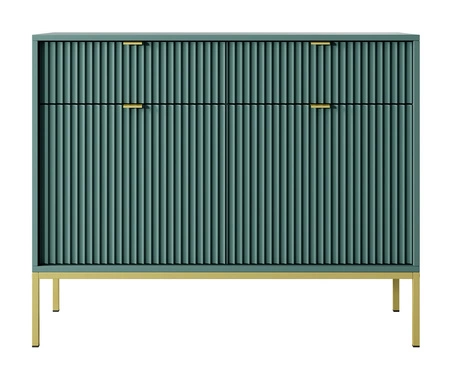 Komoda Lovro 104 cm pastelově zelená moderní design potěší milovníky výrazných interiérů komoda obohacená zlatými doplňky