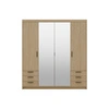 Šatní skříň Rene 176 cm olejovaný dub stylový design ABS hrany šatní skříň se zrcadlem do ložnice nebo šatny prostorné zásuvky