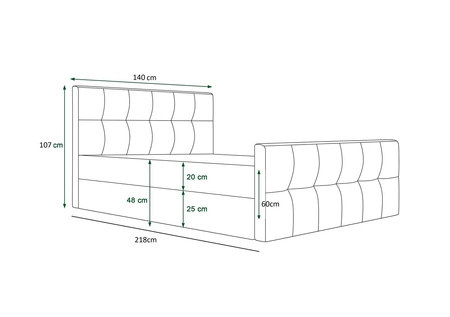 Vínová kontinentální postel Manhattan 140x200 v moderním skandinávském stylu s čalouněným čelem a nohama