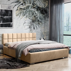 Čalouněná postel Nessa 160x200 meruňkově růžová Stylová postel s úložným prostorem na lůžkoviny Pohodlné čelo potěší elegantním designem