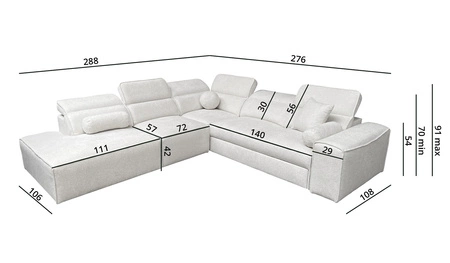 Rohová sedací souprava s funkcí spaní Viano IX krémová levá stylová rohová sedací souprava s kontejnery na lůžkoviny ideální kus nábytku do velkého obývacího pokoje