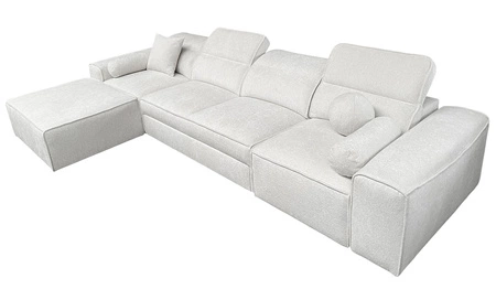 Rohová sedací souprava s funkcí spaní Viano XII šedomodrá levá rohová sedací souprava se zajímavým tvarem nastavitelné opěrky hlavy dekorativní polštáře