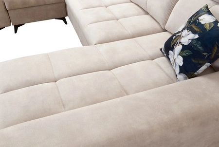 Rohová sedací souprava Buffalo IV s funkcí spaní grafitová pravá rohová stylově řešená sedací souprava se dvěma kontejnery na lůžkoviny velurová tkanina