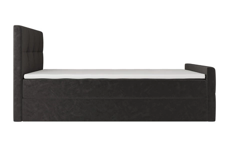 Kontinentální postel Manhattan 120x200 šedá v moderním skandinávském stylu s čalouněným čelem a nohou postele s úložným boxem