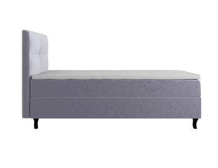 Modrá kontinentální postel Melba 100x200 v moderním skandinávském stylu s čalouněným čelem postele s úložným boxem