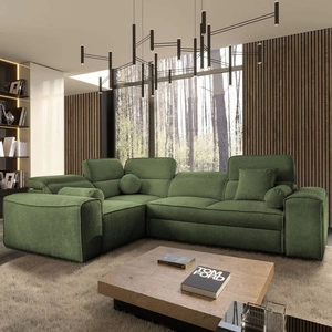 Rohová sedací souprava s funkcí spaní Viano II zelená levostranná designová rohová sedací souprava, která se dokonale hodí do moderních interiérů